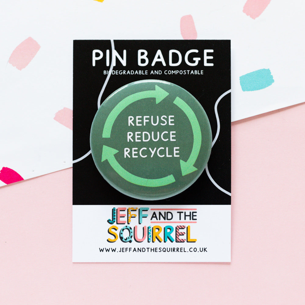 Refuse Reduce Recycle Badge – Jeff and the Squirrel