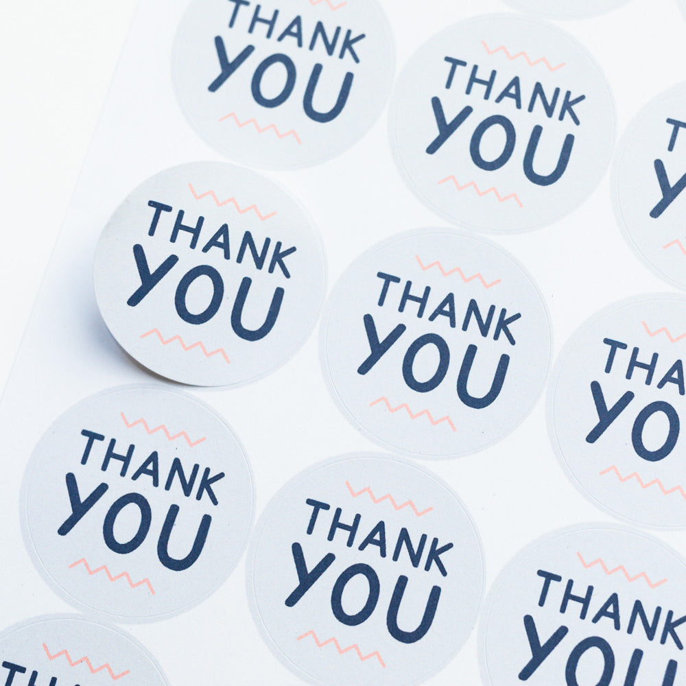 Grey Thank You Stickers