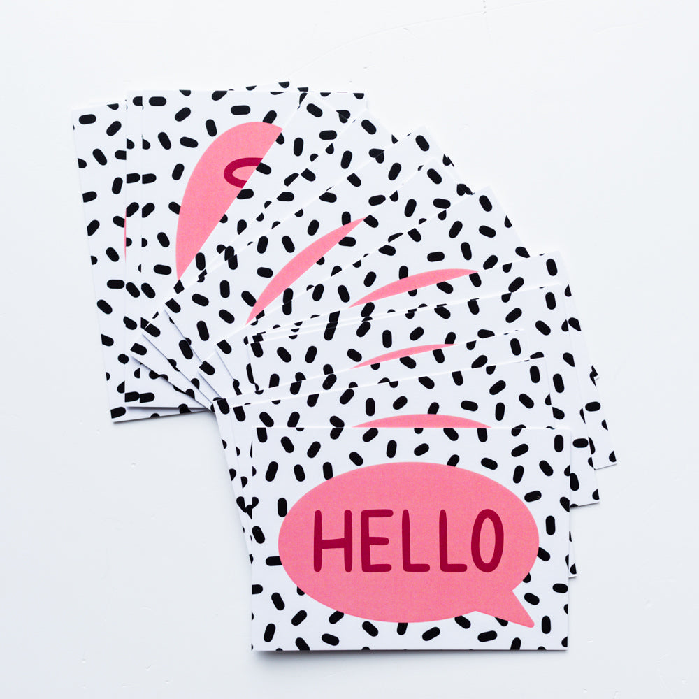 25x Pink Hello Mini Notecards