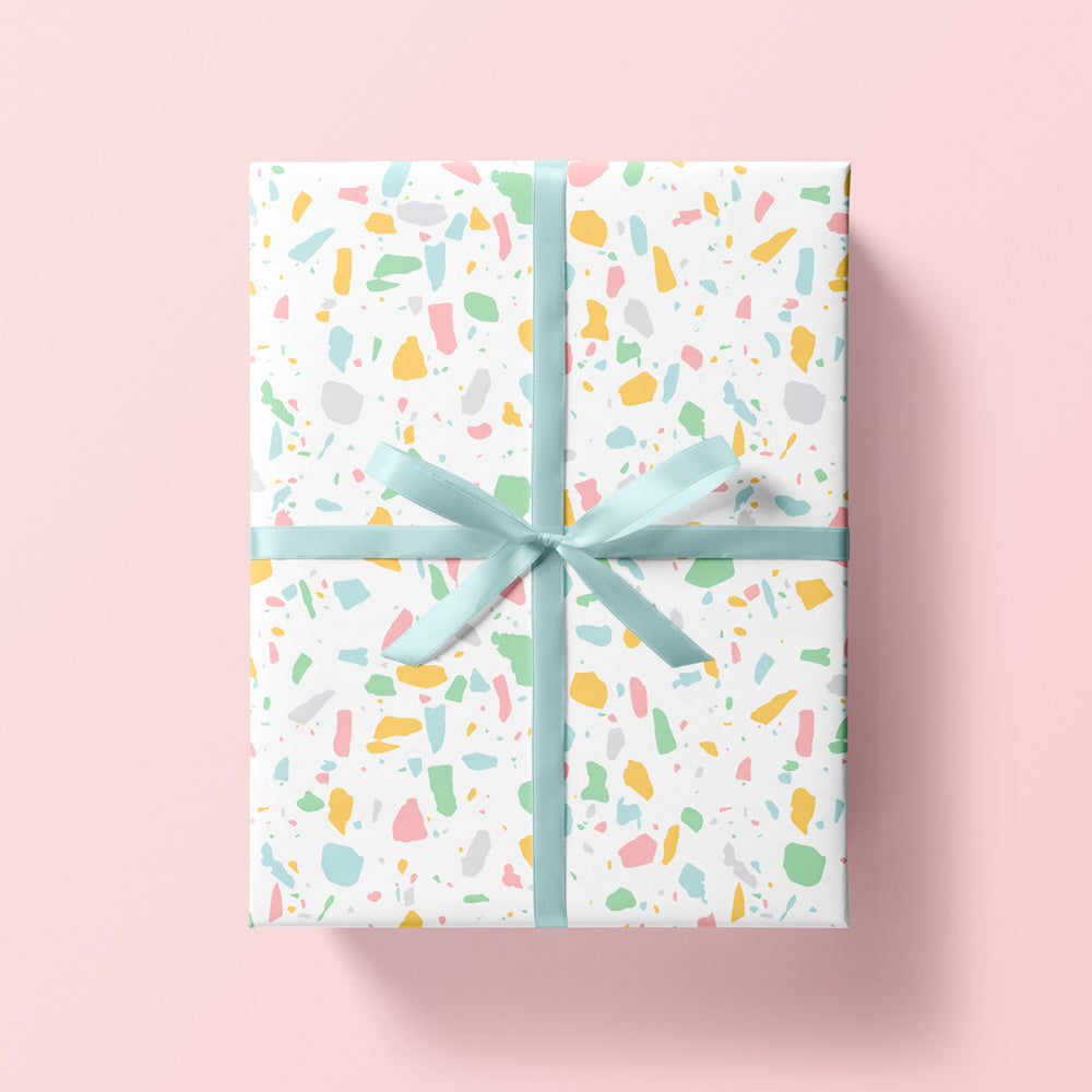 White Terrazzo Gift Wrap