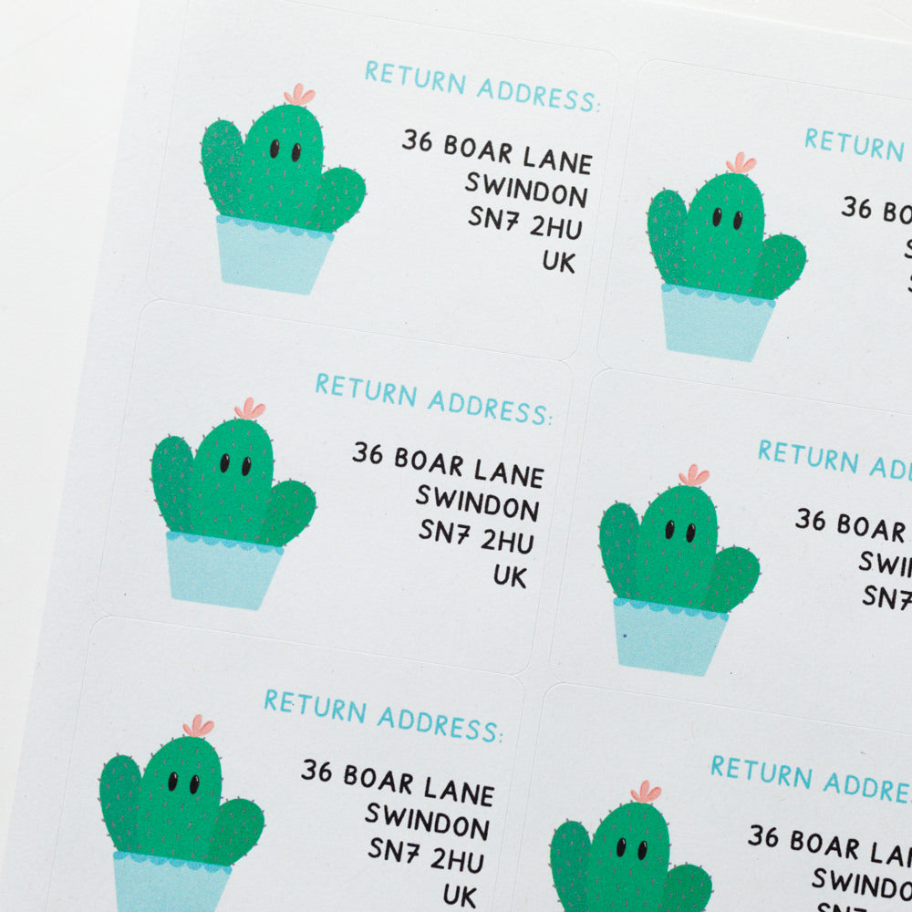 Cactus Rectangular Return Address Stickers