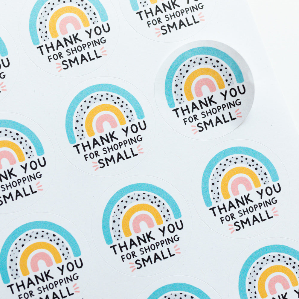 Thank You For Shopping Small Rainbow Stickers
