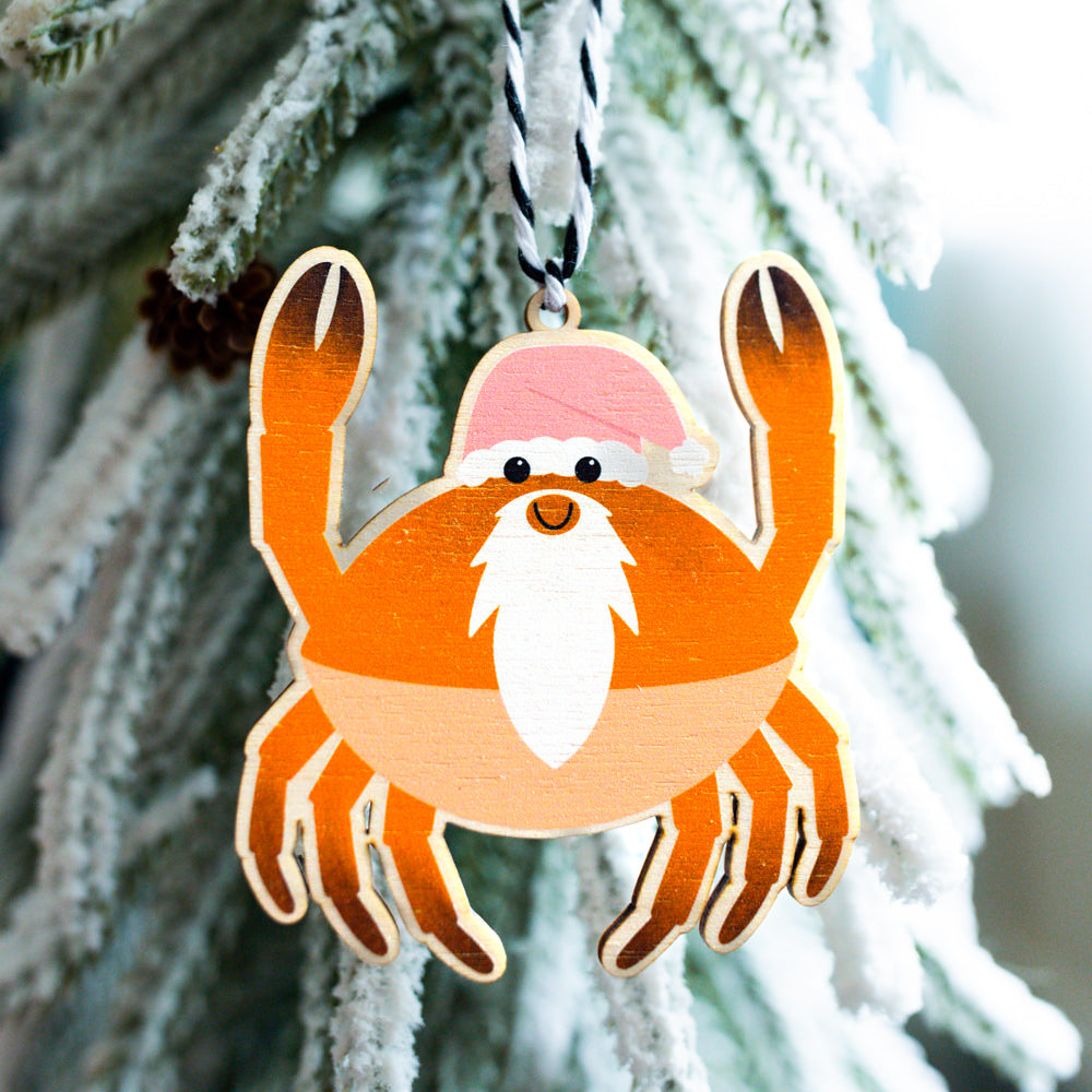Santa Claws Crab Wooden Christmas Tree Decoration