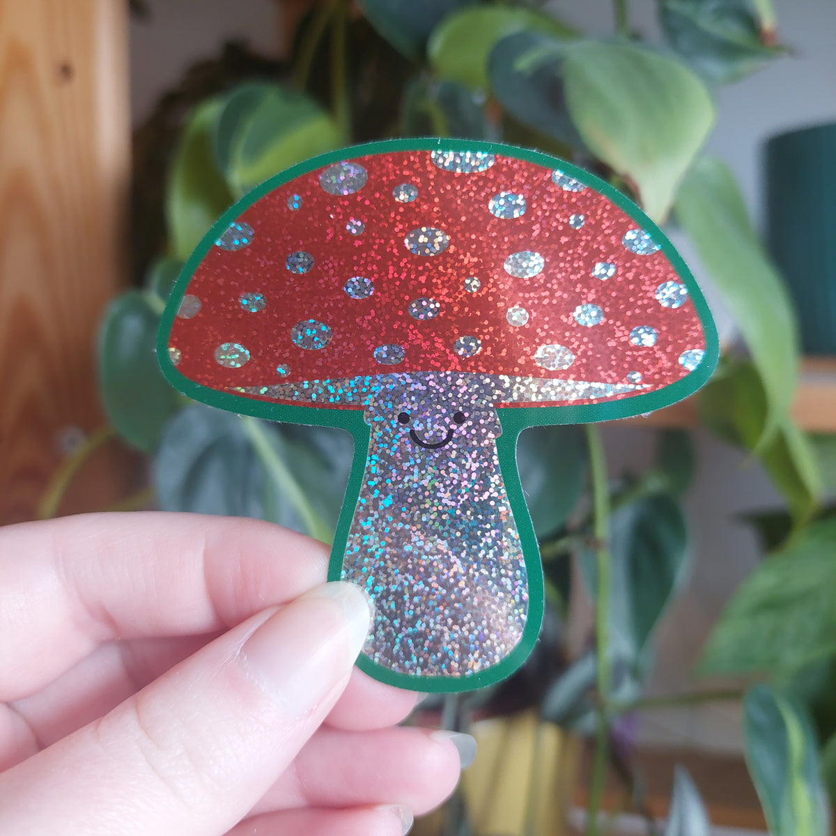 *SECONDS* Red Mushroom Glitter Sticker