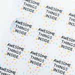 Recycled stickers ideal for business use. Stickers say awesome things inside