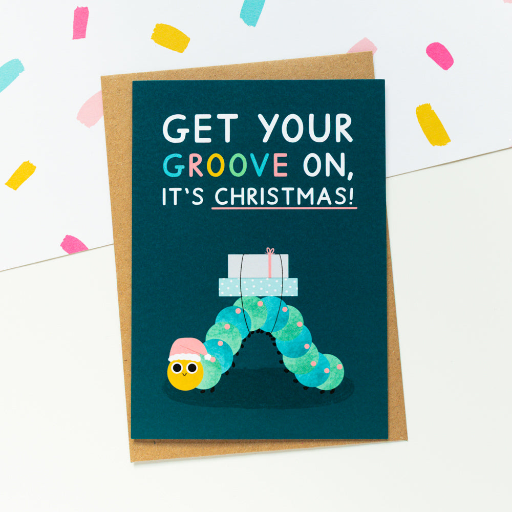 Caterpillar Groove Christmas Card