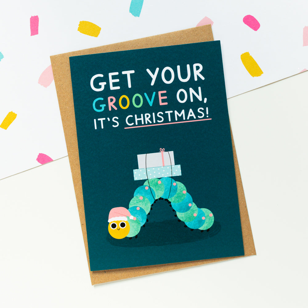 Caterpillar Groove Christmas Card