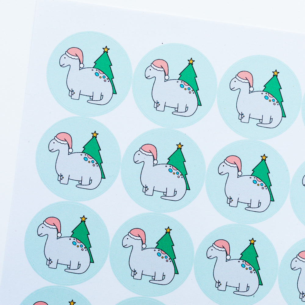 Dinosaur Christmas Stickers