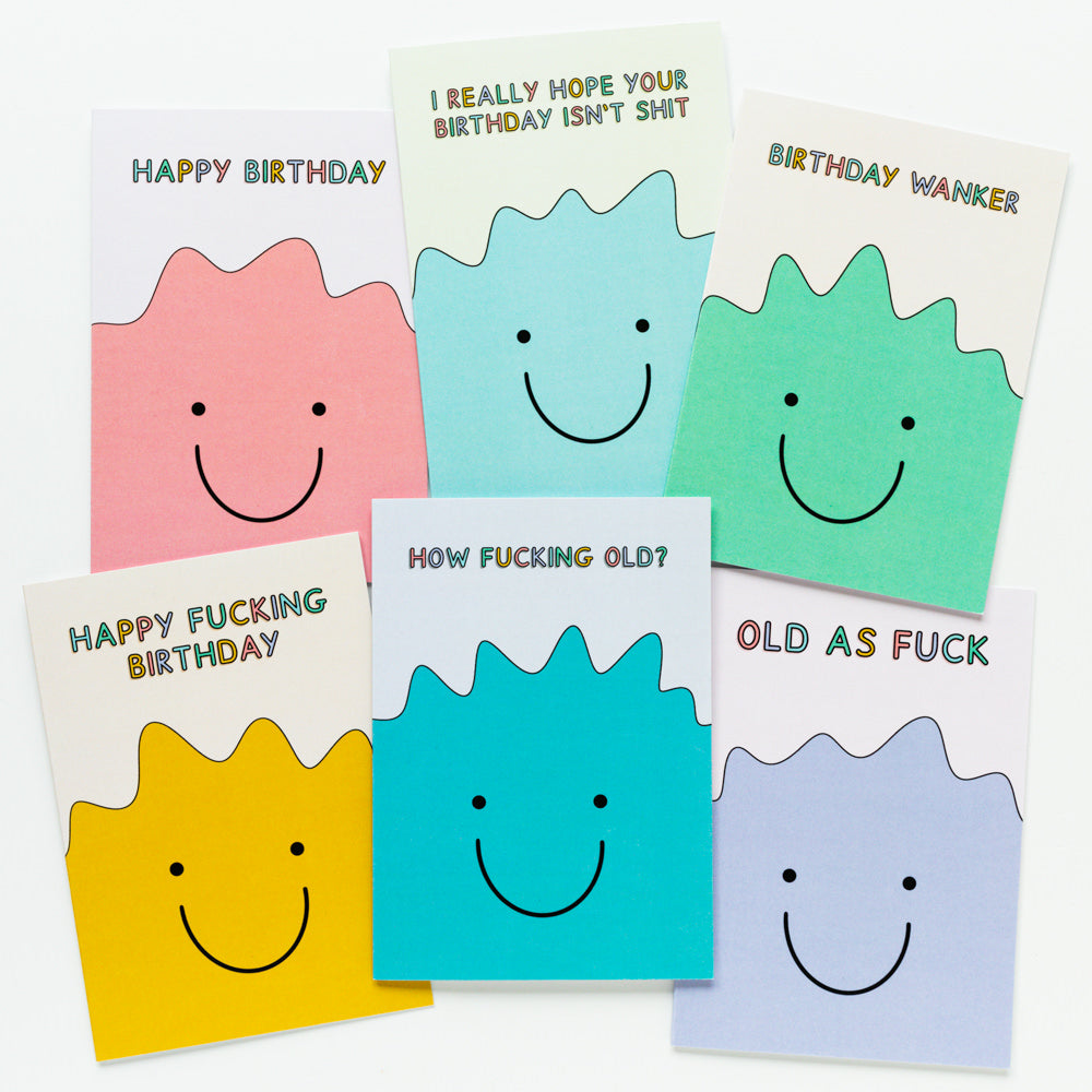 6x Sweary Birthday Card Pack