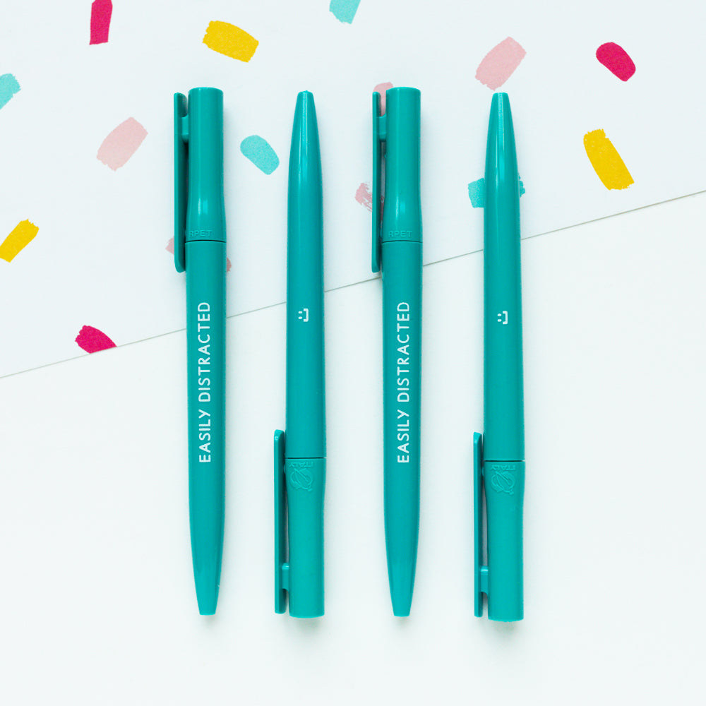 *SECONDS* Easily Distracted Turquoise Pen
