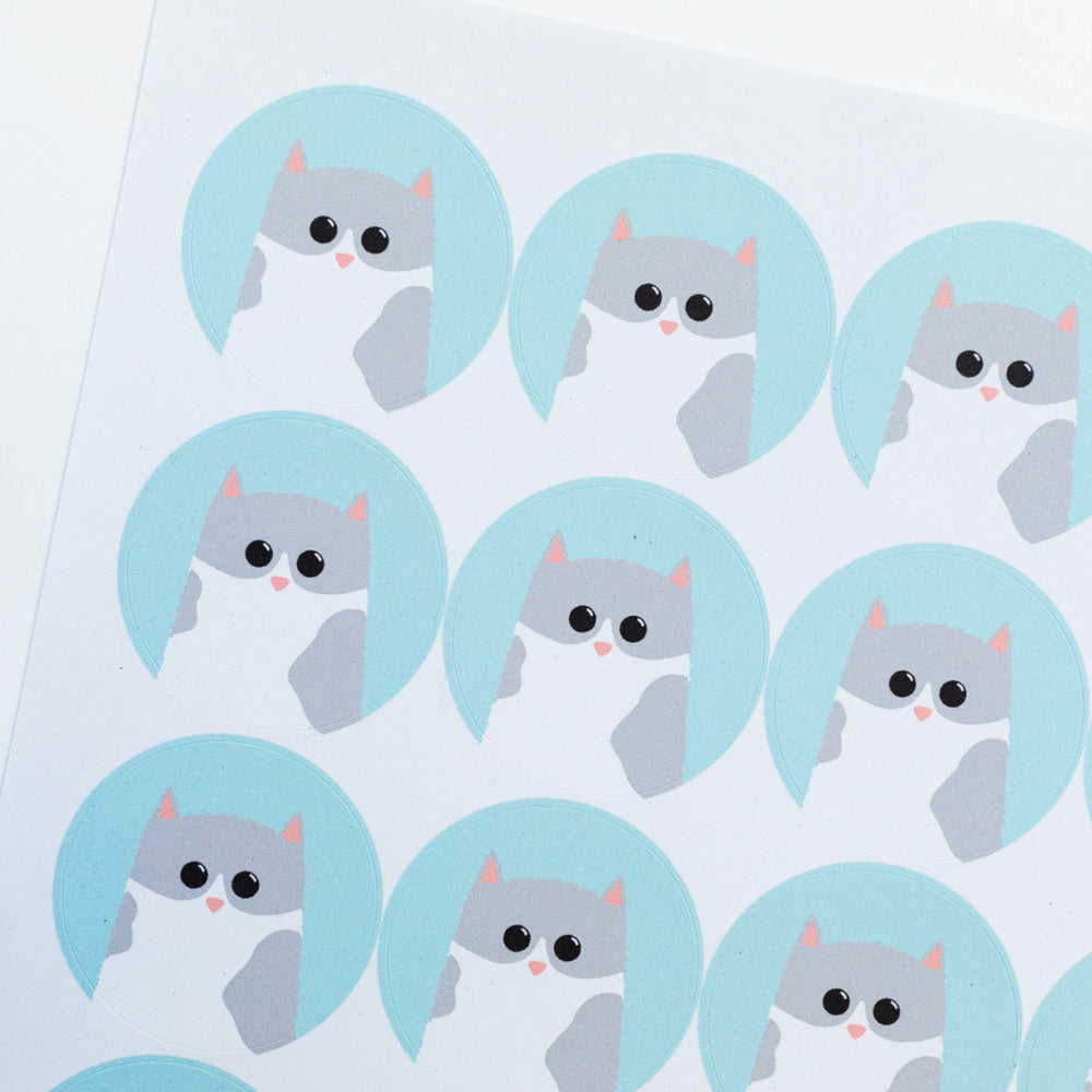 Grey & White Cat Stickers
