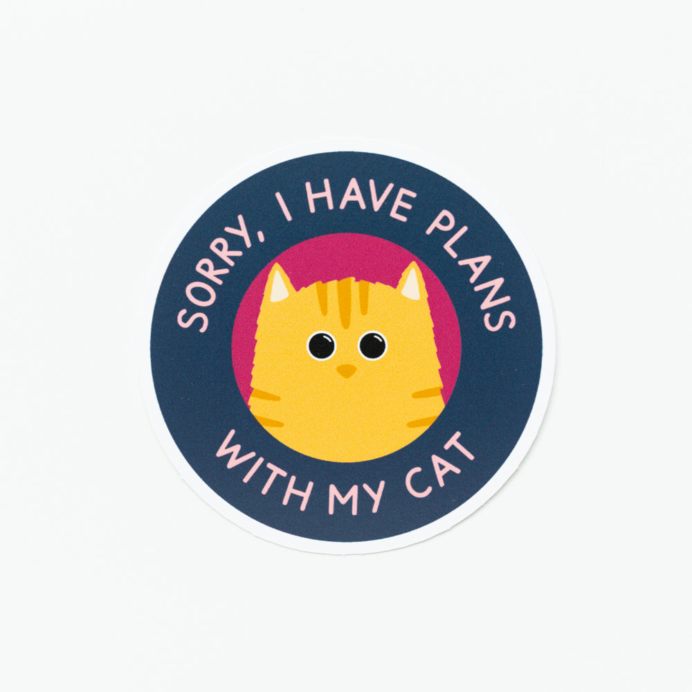 Plans With My Cat Round Sticker