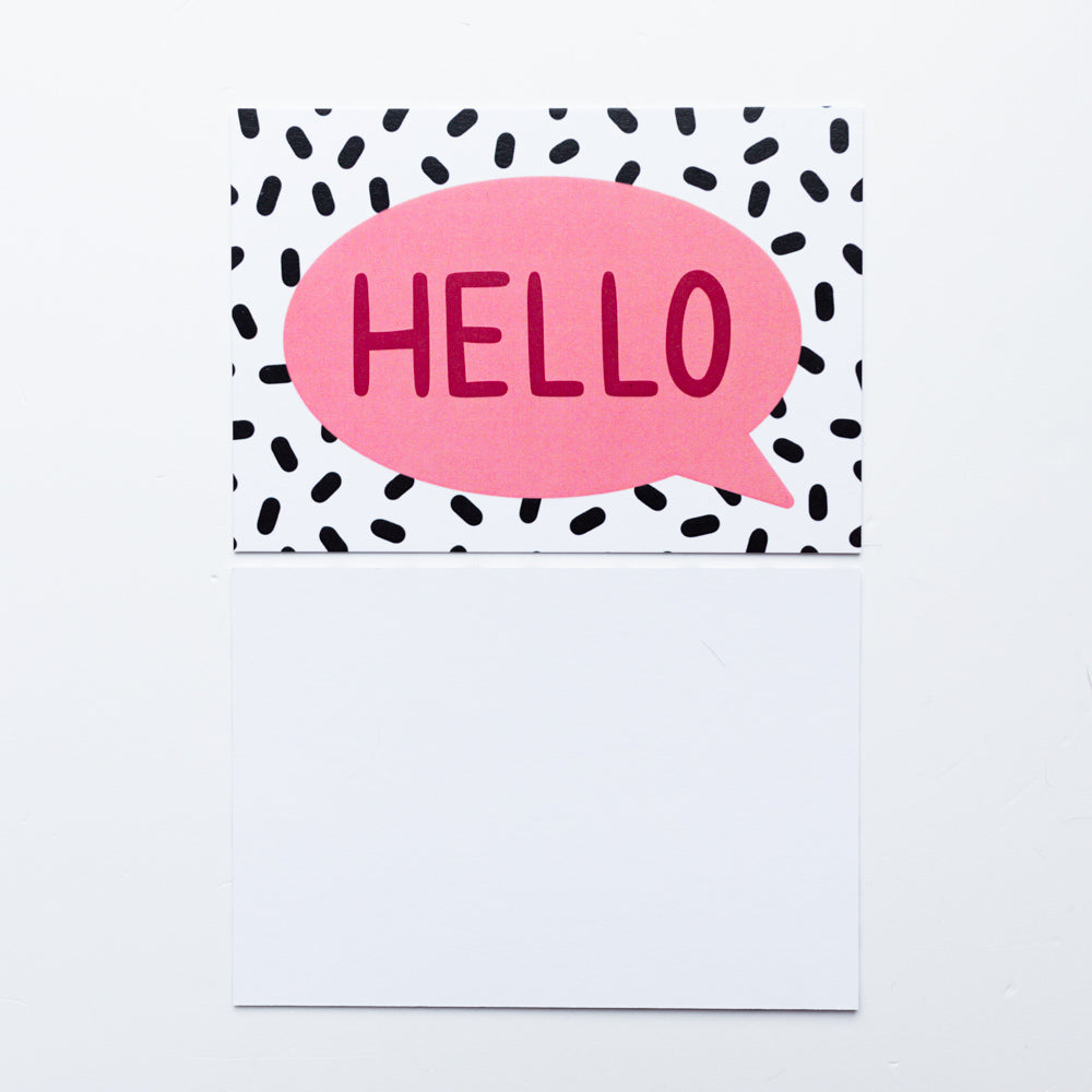 25x Pink Hello Mini Notecards