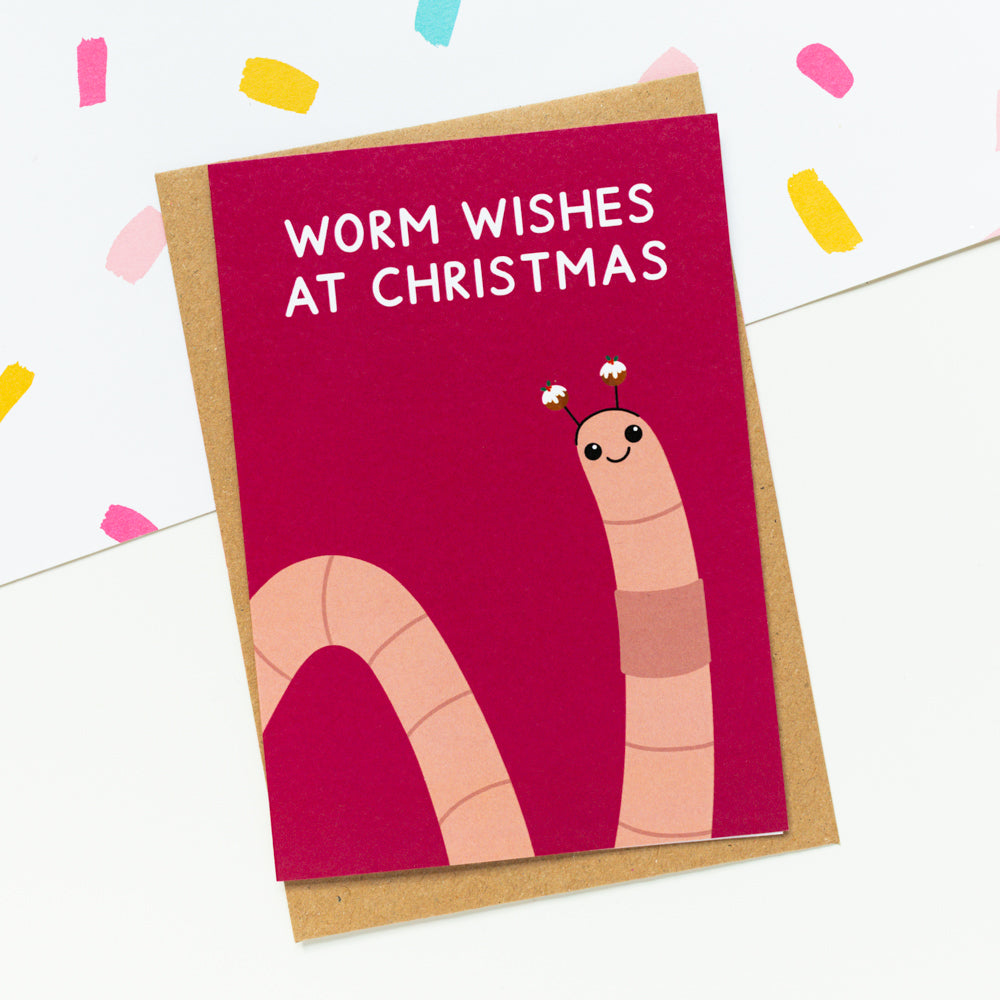 Worm Wishes At Christmas Card