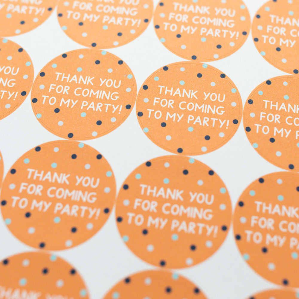 Thank You For Coming To My Party Stickers