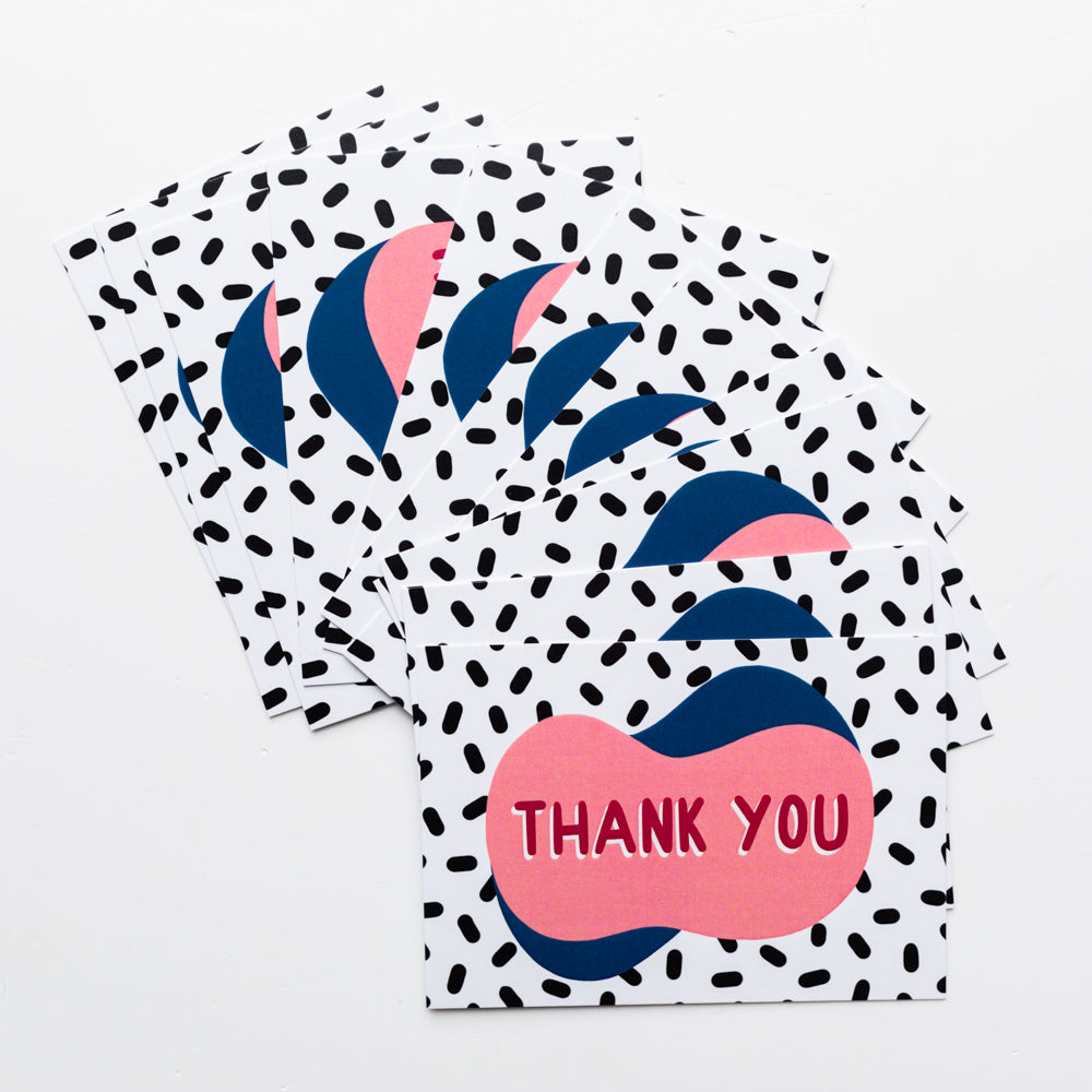 25x Pink Thank You Mini Notecards